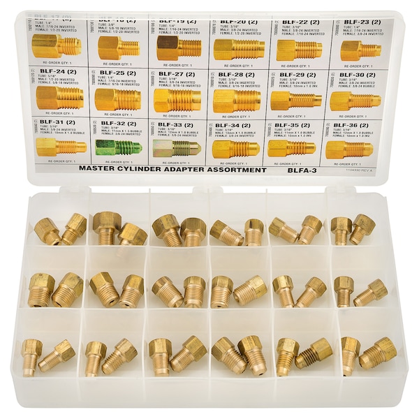 3/16 Tube Nut, Union, Adapter Fitting Assortment, 24 SKU, BLFA-8.